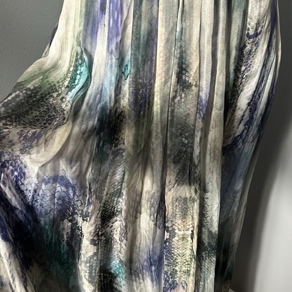 ABS Allen Schwartz Silk Print Strapless Gown with open back sz 8 - Picture 7 of 17